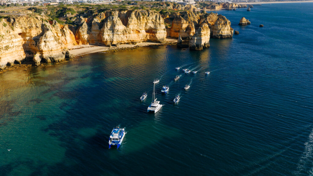 BlueFleet boat tour Lagos visiting Ponta da Piedade coastal rock formations